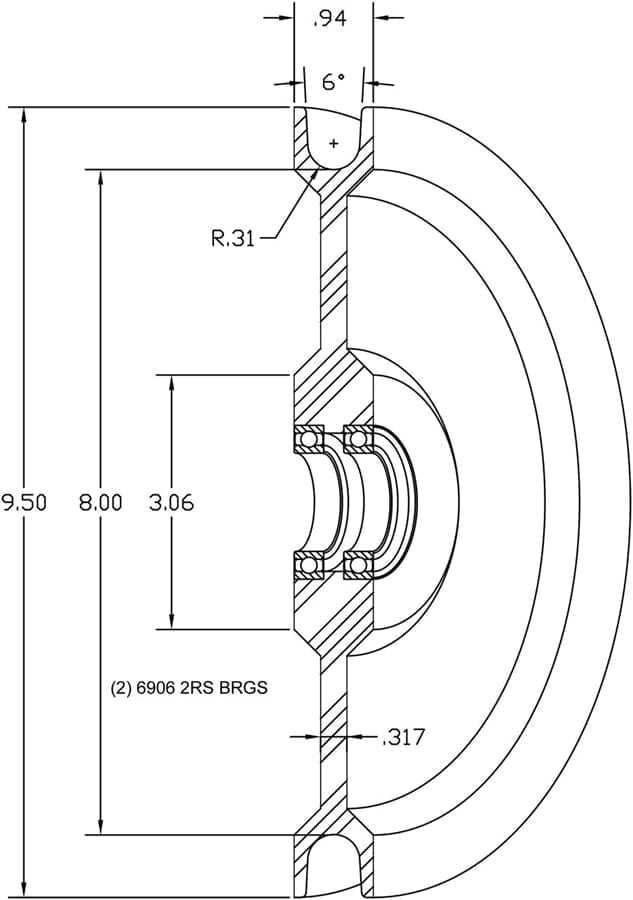 8-inch-root-diameter-nested-u-groove-sx-polymer-30019-sheaves-inc